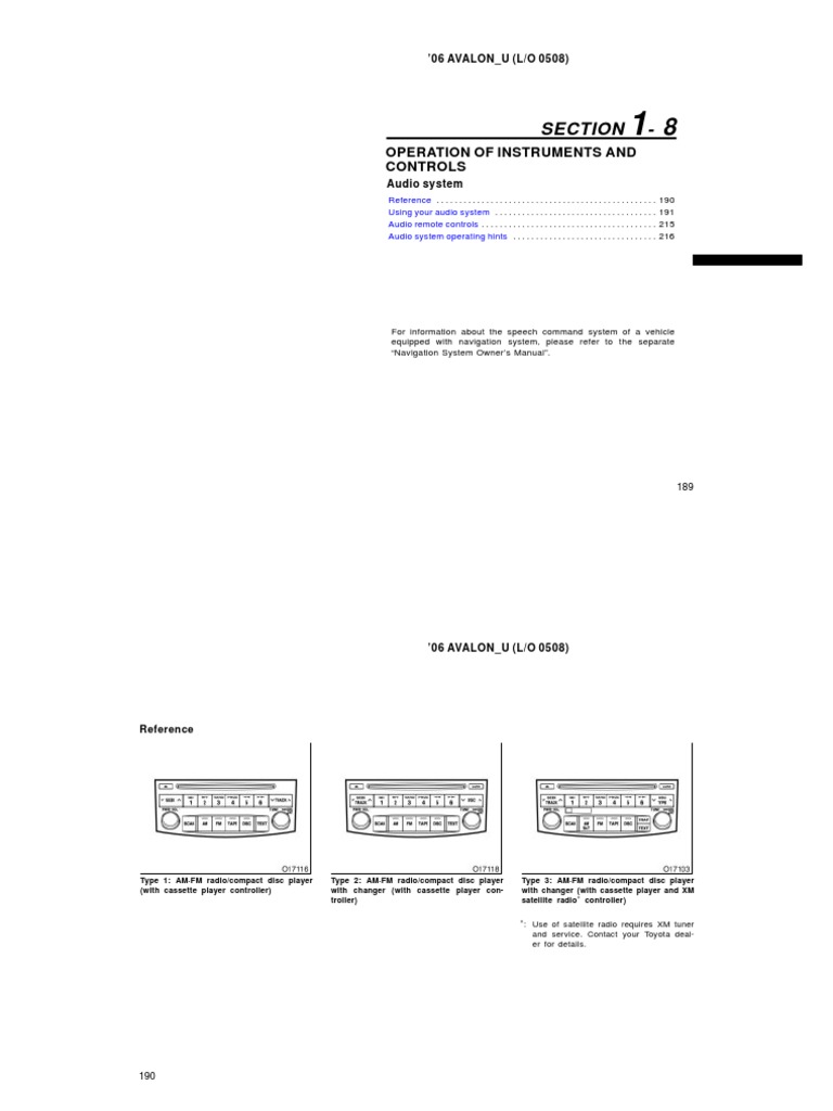2006 Toyota Avalon 5681 PDF Radio Sound Recording And Reproduction