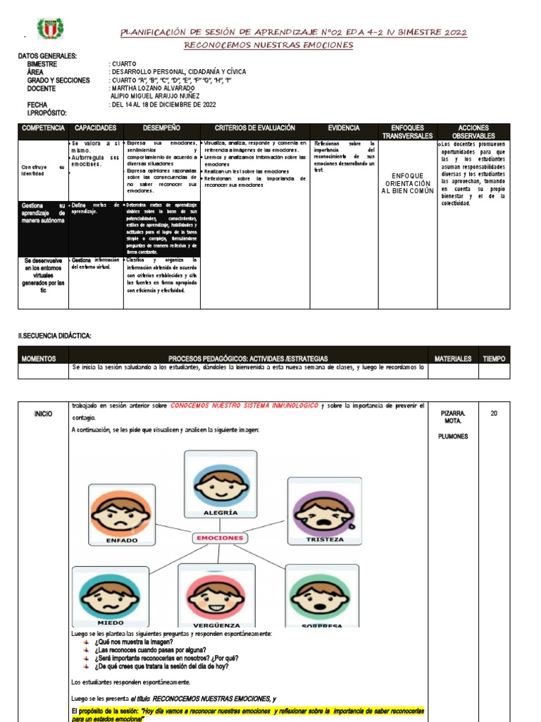 Reconocimiento de Emociones en Clase | PDF