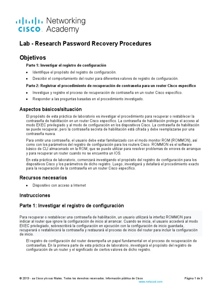 10.6.13 Lab Research Password Recovery Procedures PDF Contraseña