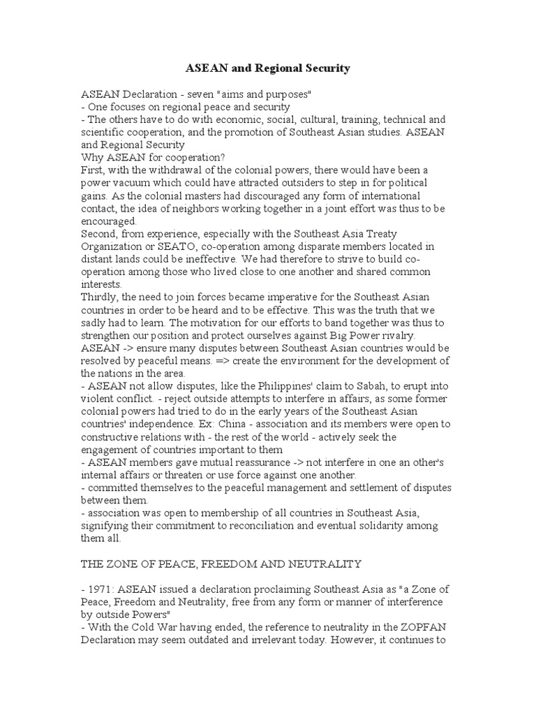 ASEAN's Role in Regional Security | PDF | South China Sea ...