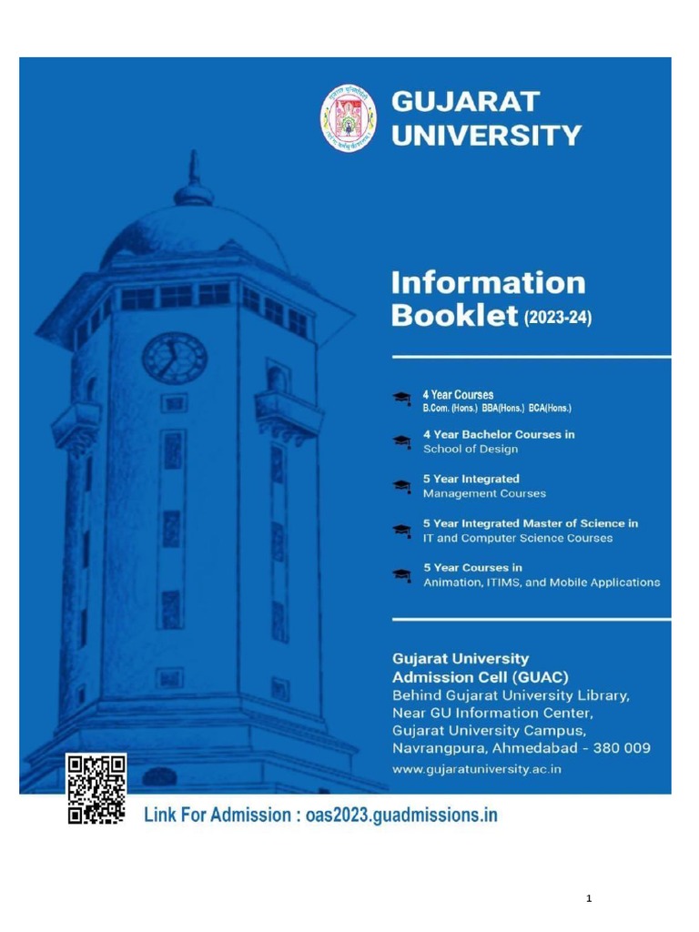 Gujarat University Admission information PDF