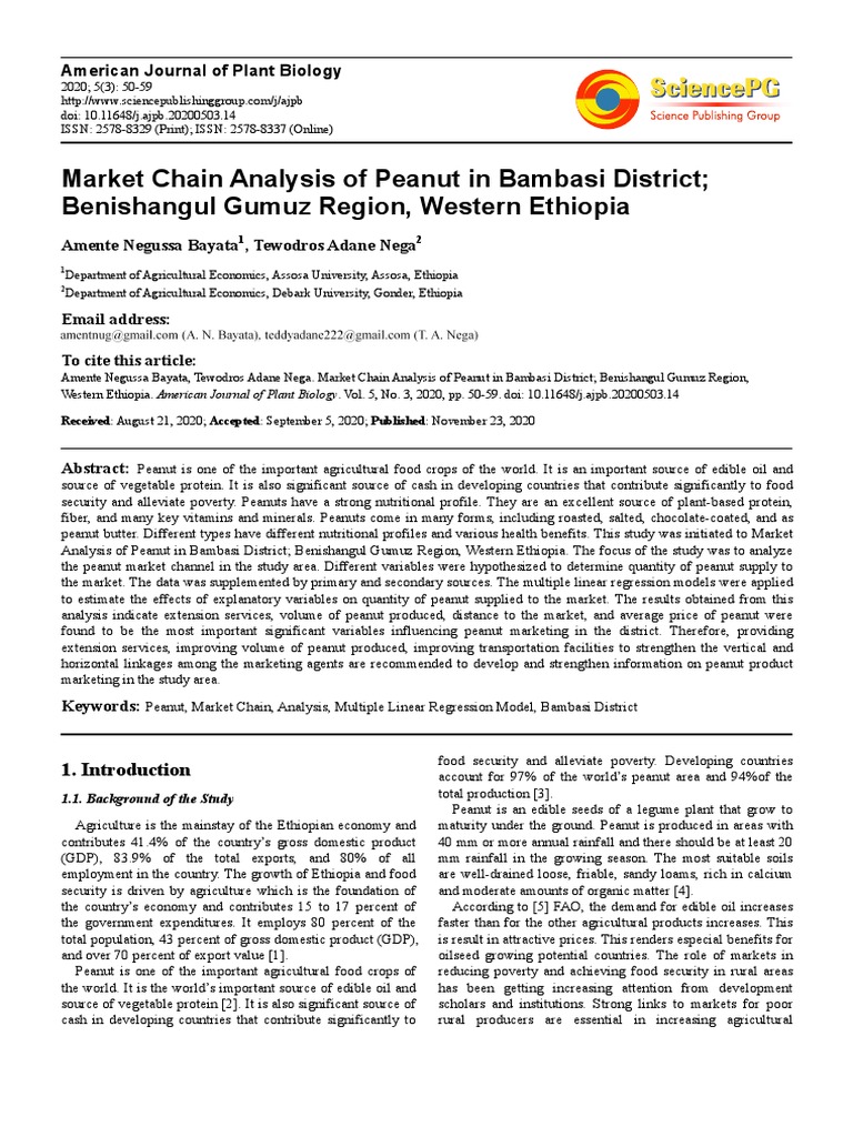 Peanut Market Chain Analysis in Ethiopia | PDF | Multicollinearity