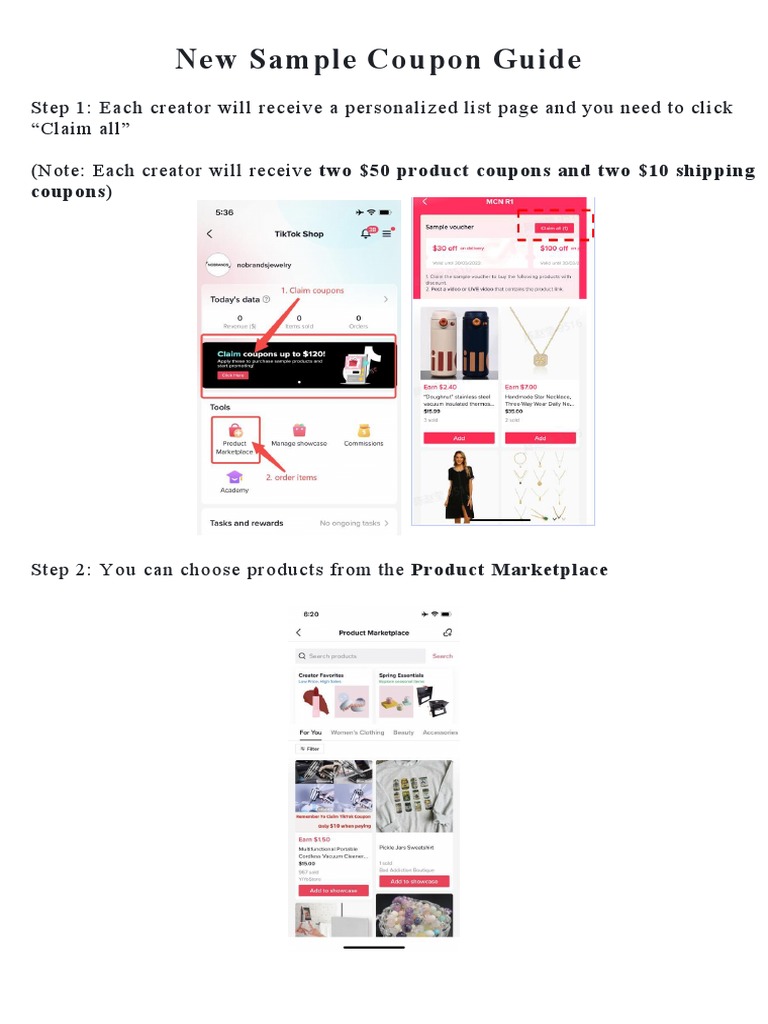 Tiktok Sample Coupon Guide PDF