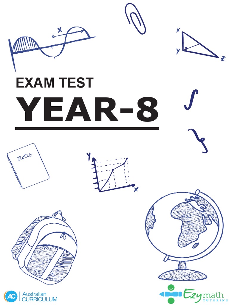 Year 8 maths test yearly exam questions pdf area mathematics