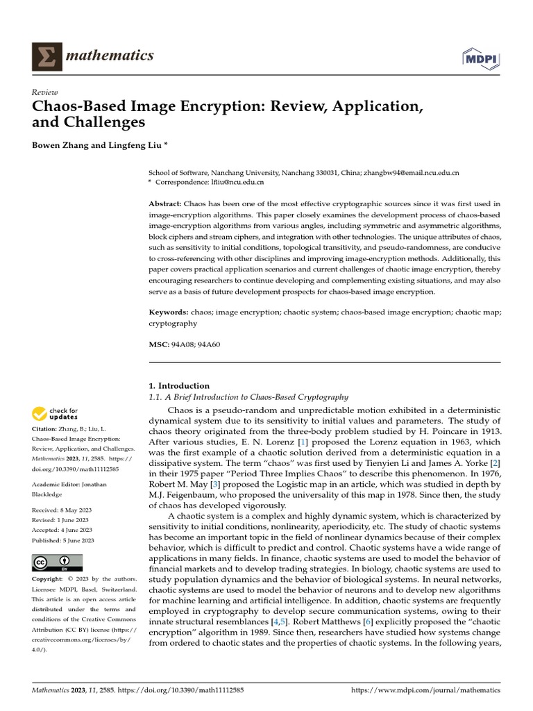 Chaos-Based Image Encryption Review Application An | PDF | Chaos Theory ...