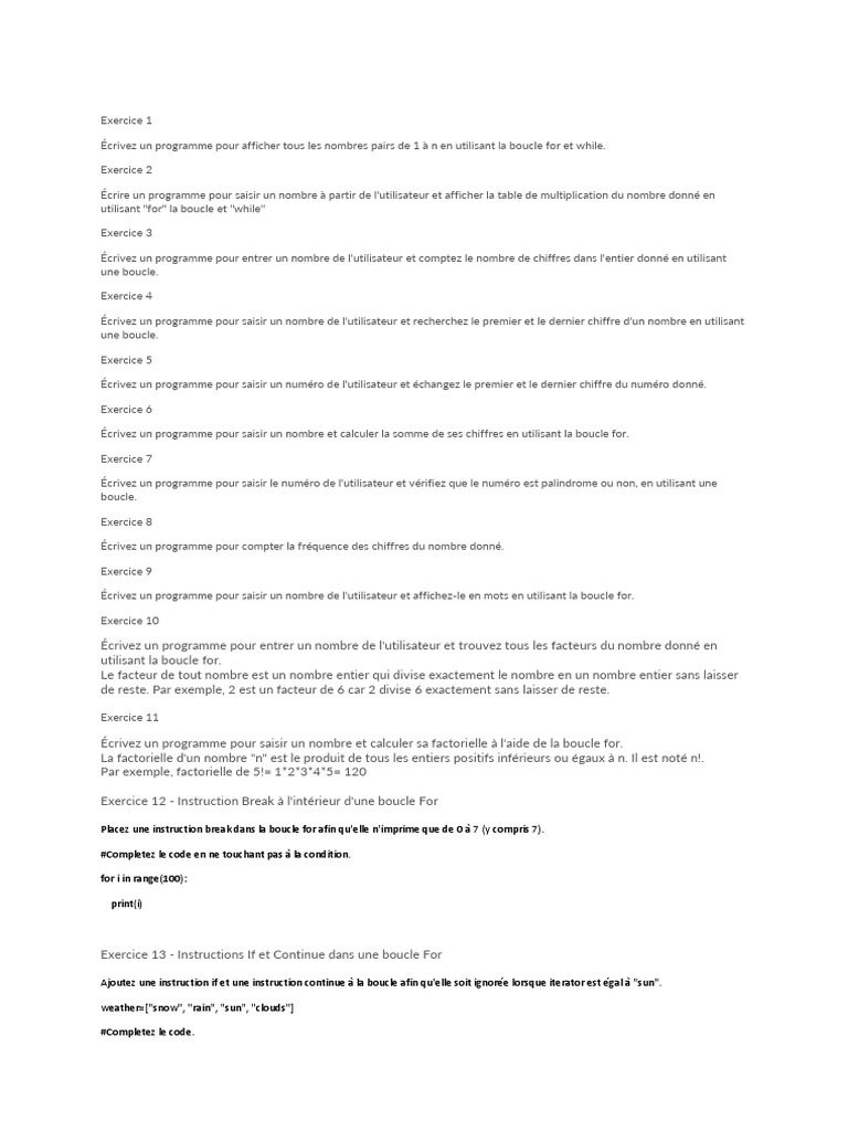 Exercices de Boucles en Python | PDF | Ordinateurs