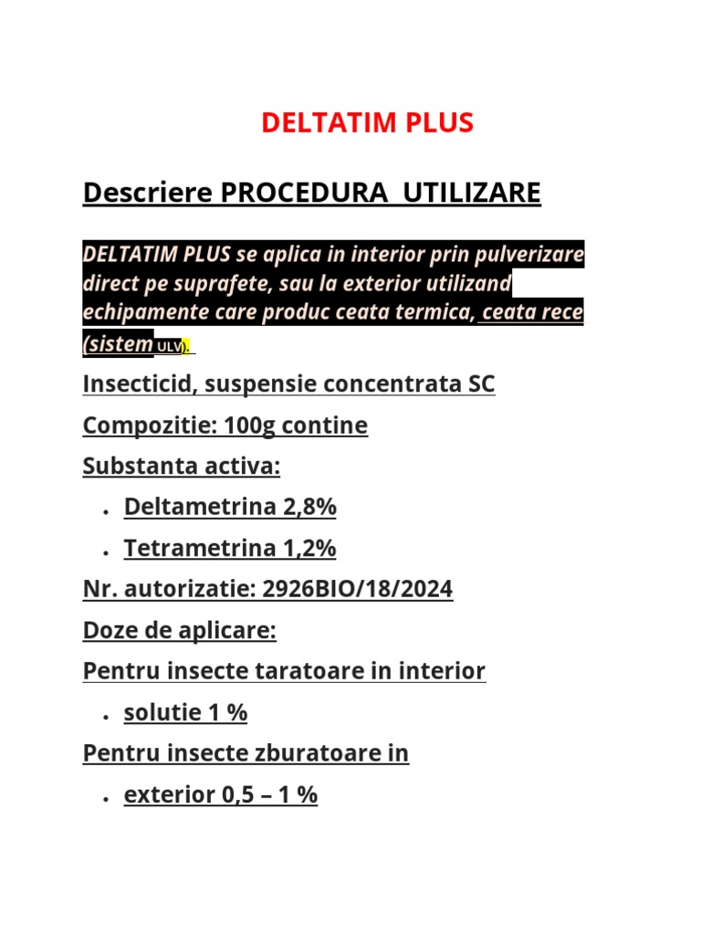 Deltatim Plus Fisa Utilizaare | PDF