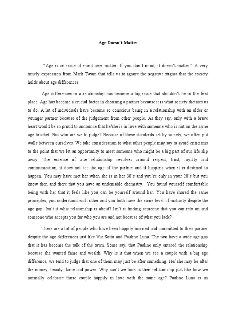 Age Doesnt Matter Speech Download Free Pdf Interpersonal