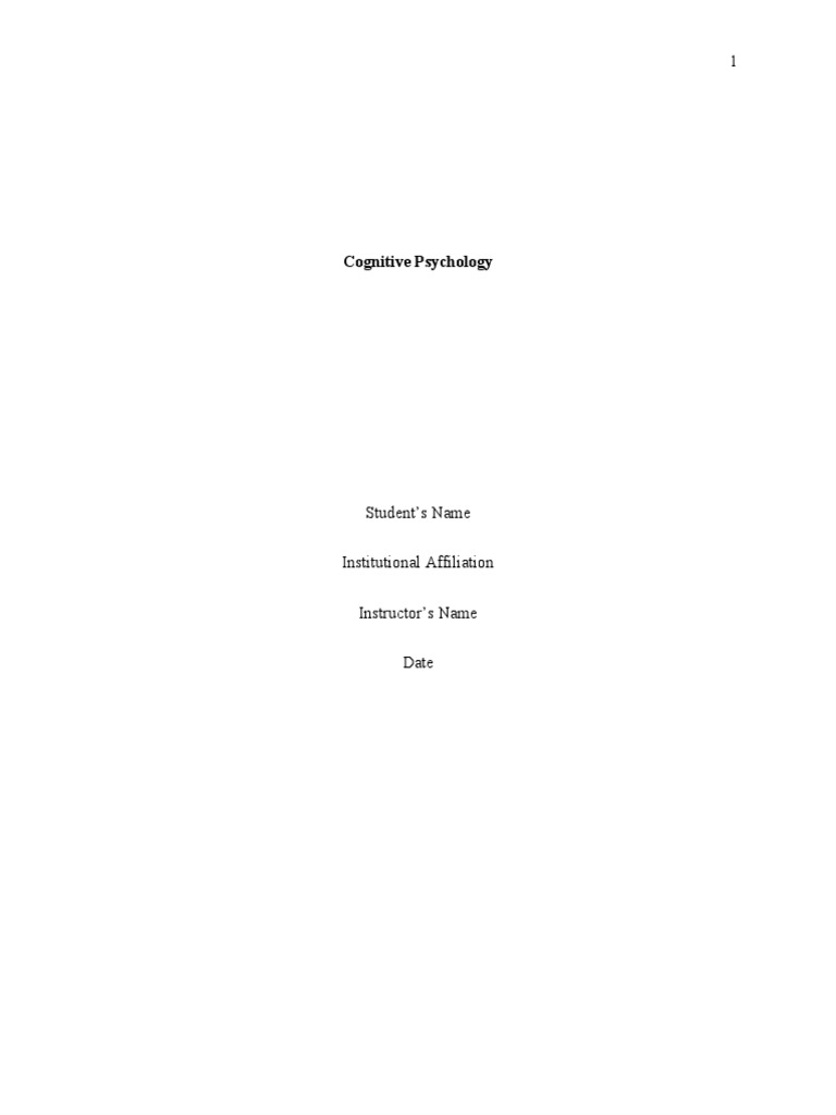 Cognitive Psychology - Edited | PDF | Intelligence | Cognition