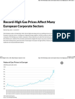Record-High Gas Prices Affect Many European Corporate Sectors