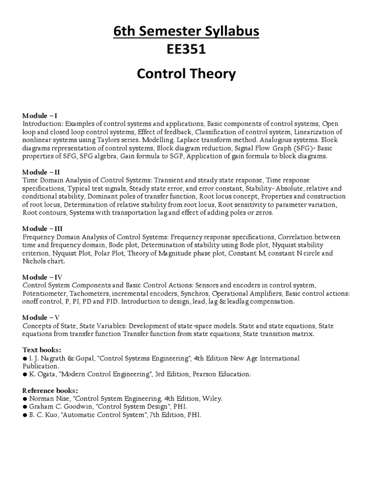 6th Semester Syllabus | PDF | Control Theory | Power Electronics