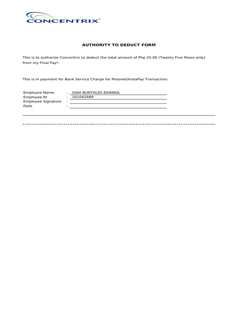 ATD-Form For Final Pay | PDF