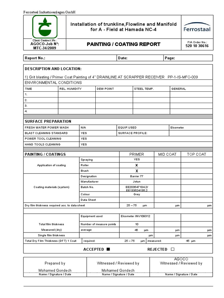Painting Coating Report | PDF