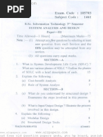 BSC IT SAD GNDU 2019 Semester III Examination