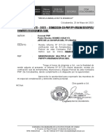 Oficio #673, Remite Inf. #017-23 - Sobre Situacion y Verificacion de Armamentos, Municiones y Equipo Policial. Cbba.