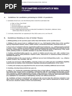 Covid UFM-Guidelines May 2023 - Admit Card