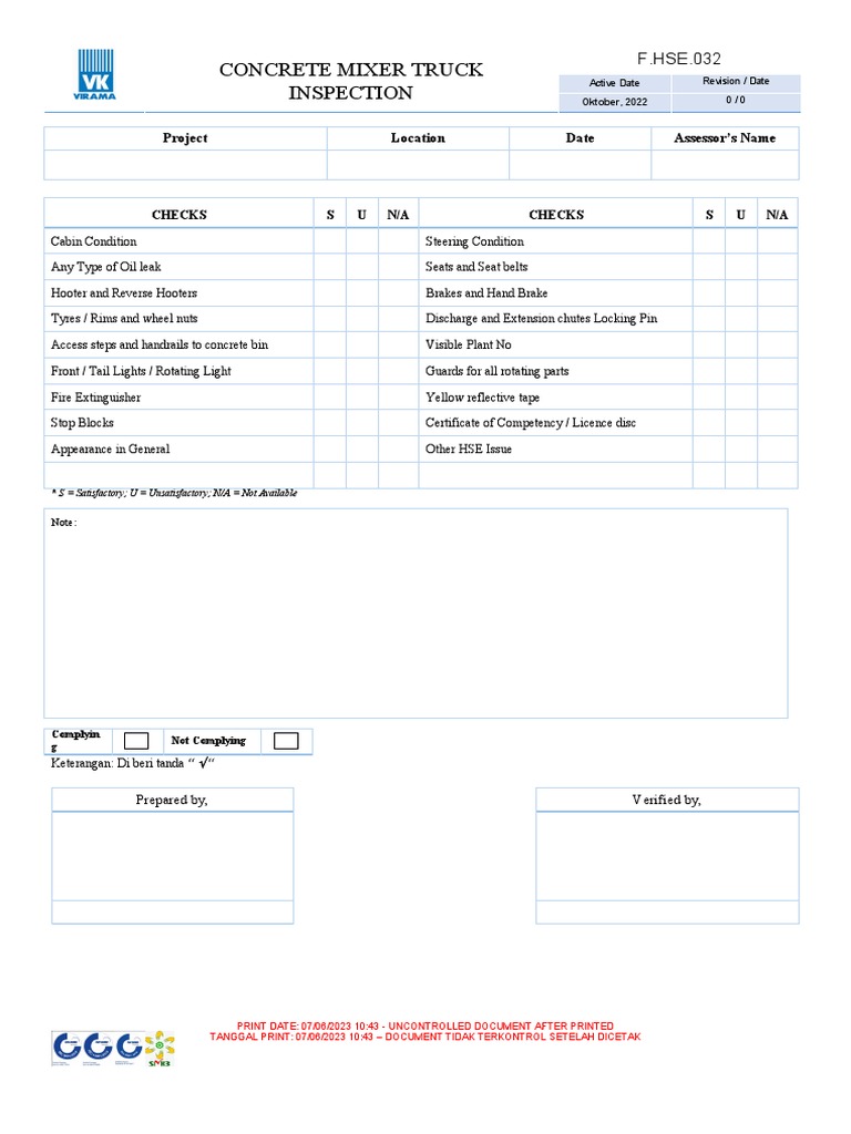 F.HSE.032 Concrete Mixer Truck Inspection PDF