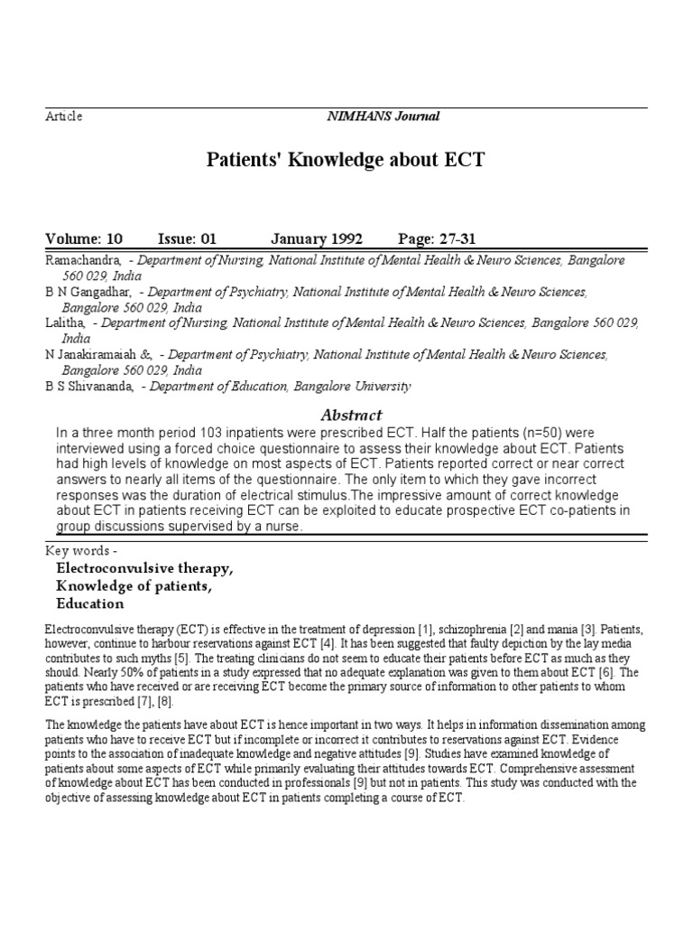 Ect Patient PDF Electroconvulsive Therapy Psychiatry