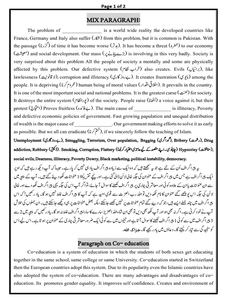 B.S English First Semester Important Paragraphs and Helpin Metirial | PDF