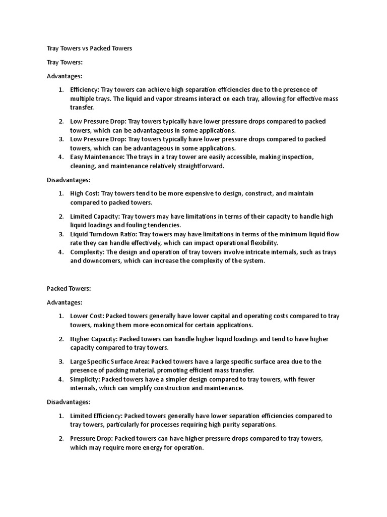 Tray Towers vs Packed Towers[1] PDF Distillation Liquids