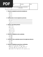 Examen Potencias, Raíces y Operaciones Combinadas (1ºESO Matemáticas)