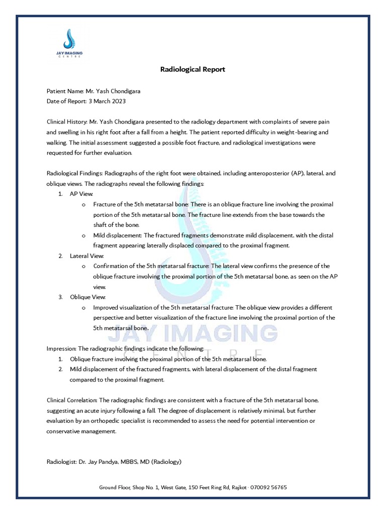 Radiological Report | PDF | Sports & Recreation | Wellness