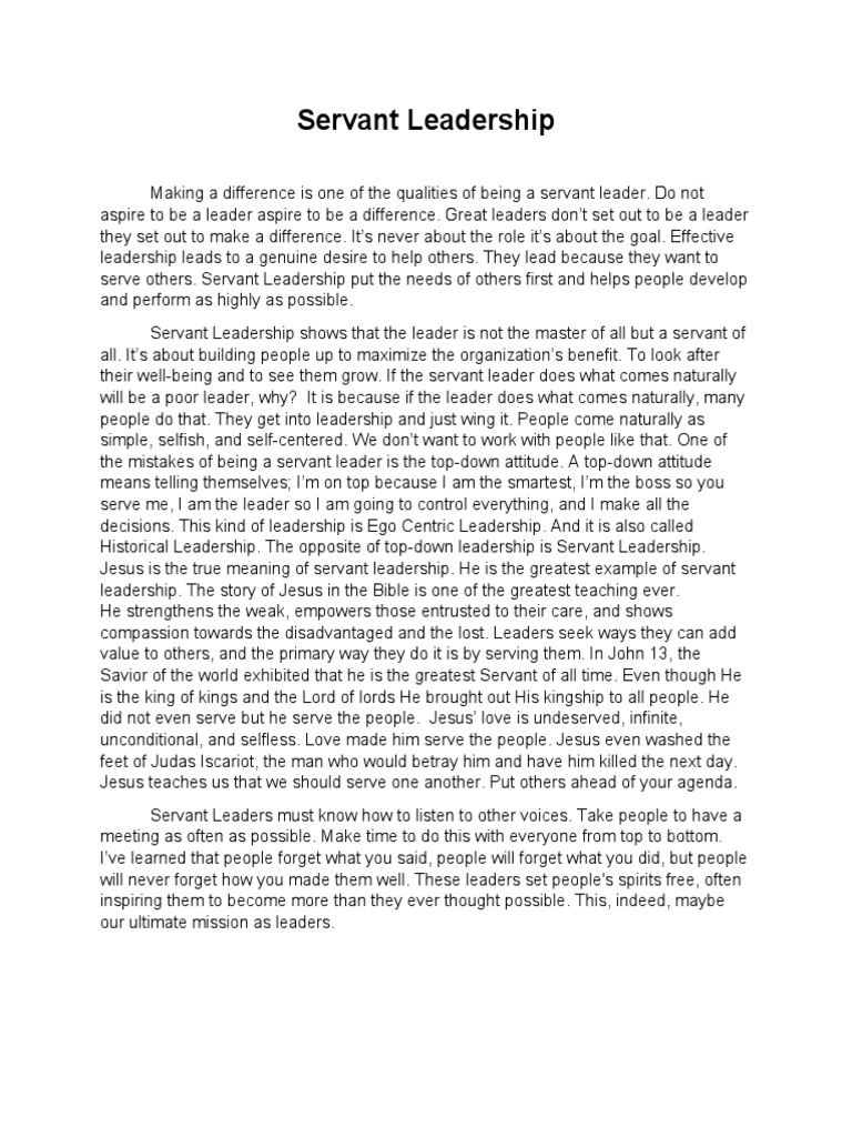 Servant Leadership Pdf Servant Leadership Leadership