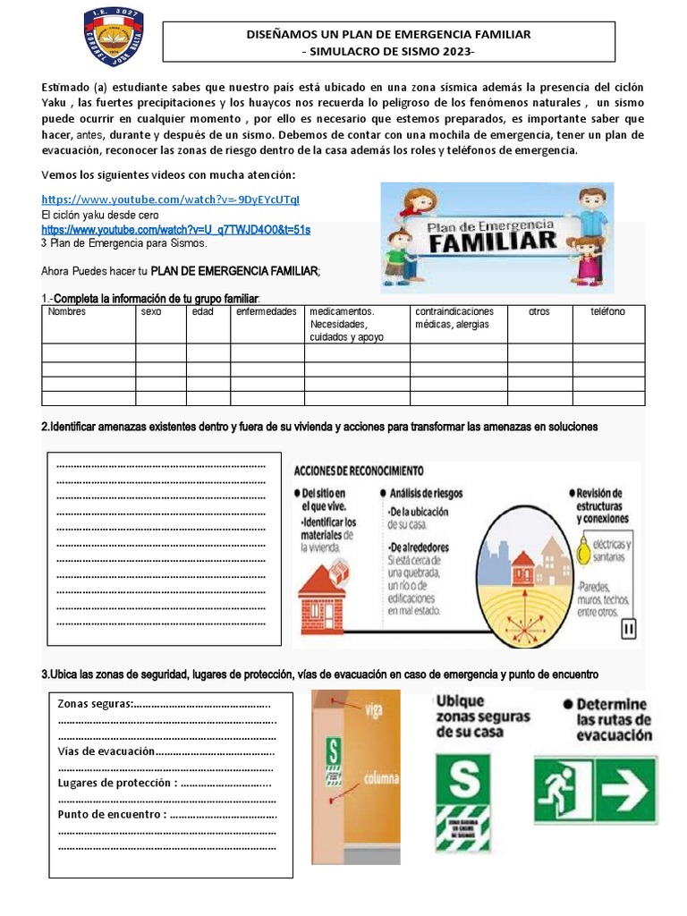 Plano De Emergencia Familiar Promueve Protección Civil Plan Familiar