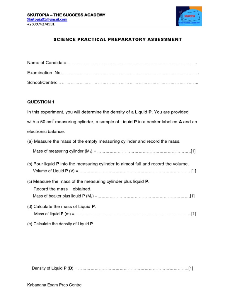 Science Practical Assessment Pdf