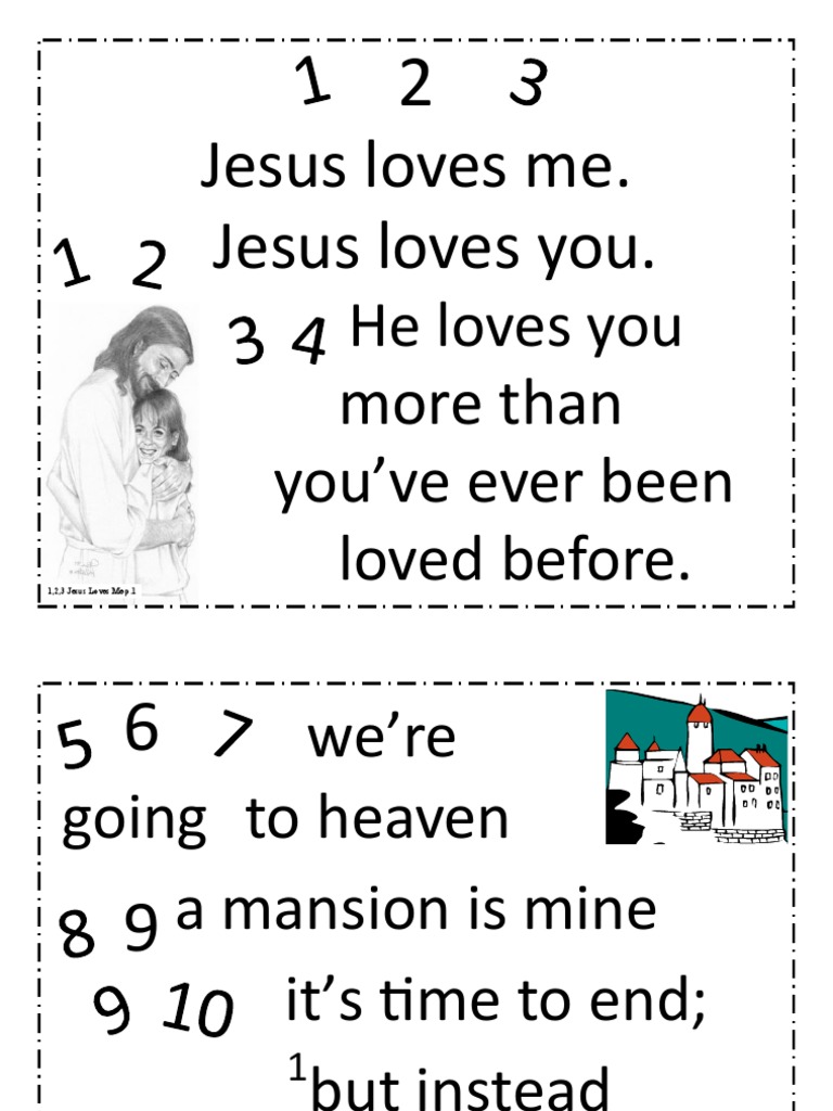 1,2,3 Jesus Loves Me | PDF for Free Printable Lyrics To Jesus Loves Me