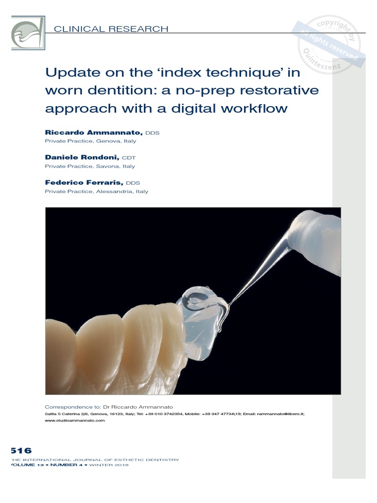 Update On The Index Technique' in Worn Dentition - A No-Prep ...