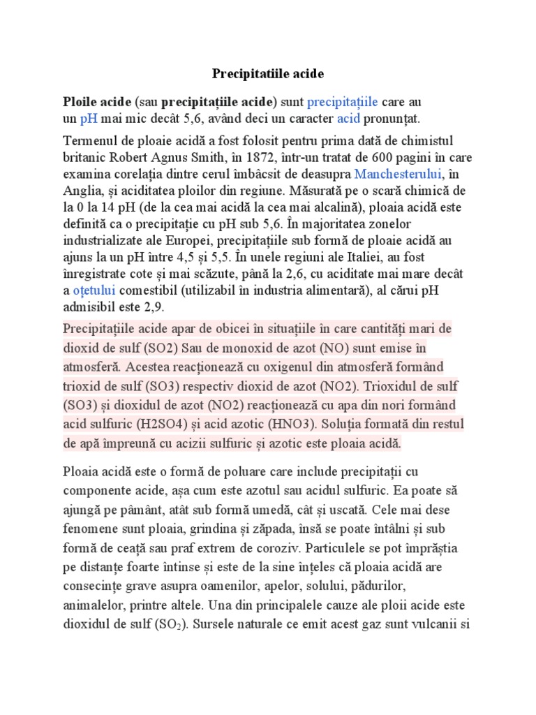 Precipitatiile Acide | PDF