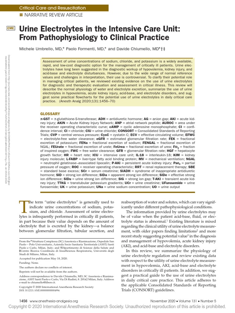 Urine Electrolytes in The Intensive Care Unit .21 PDF Kidney