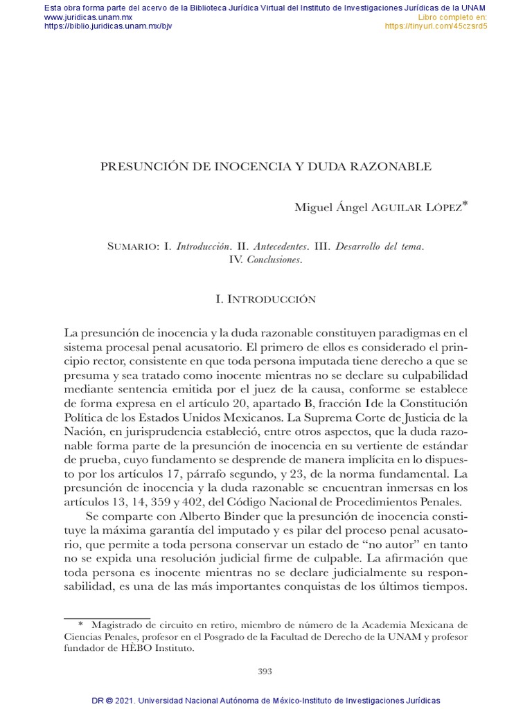 Presuncion de Inocencia y Duda Razonable | PDF | Evidencia (ley) | Duda ...