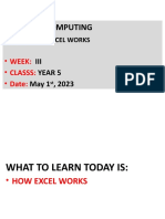 Week Iii - How Excel Works Yr 5