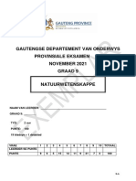 Grade 9 Provincial Examination Natural Sciences (Afrikaans) November 2021 Question Paper