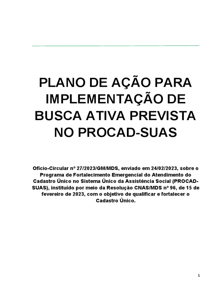 Ação de Busca Ativa no PROCAD-SUAS | PDF