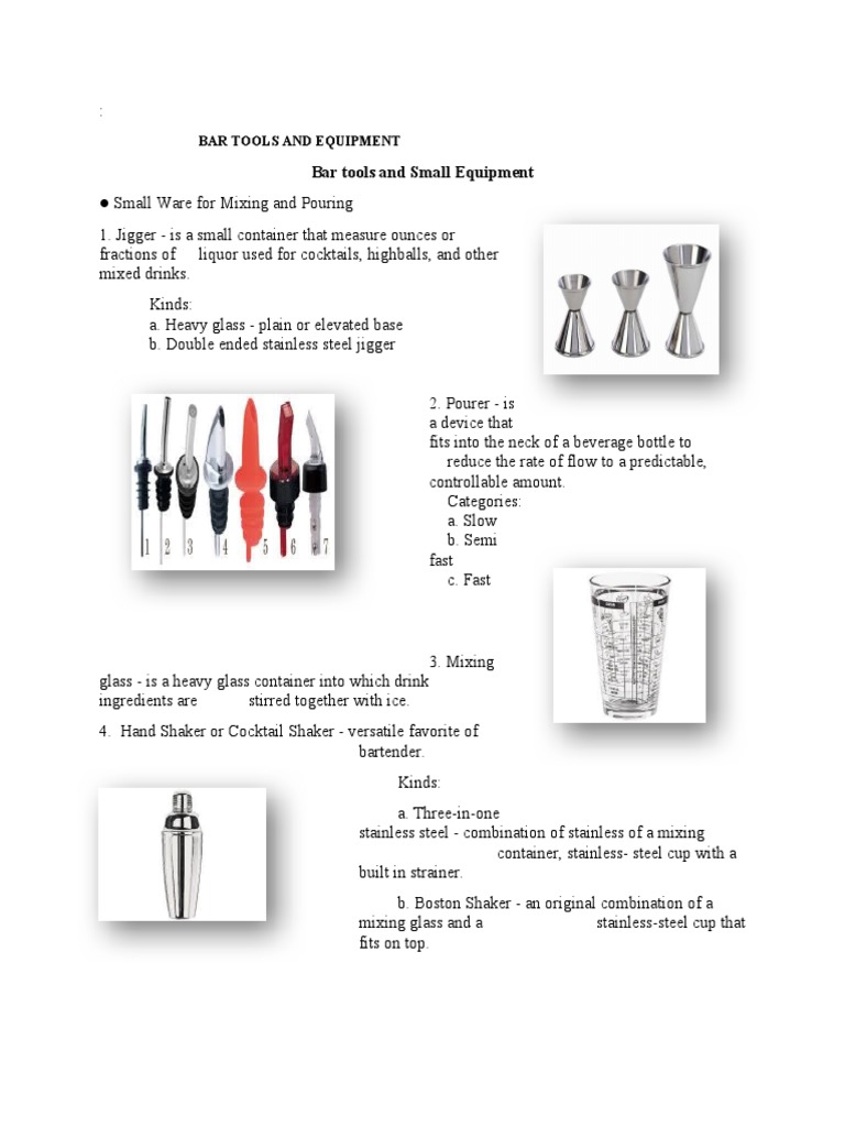 BAR TOOLS AND EQUIPMENT. 22723docx PDF Refrigerator Washing Machine
