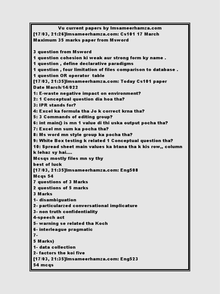 All Current Final Term Papers Updated 17 March 2022 | PDF | Teaching ...