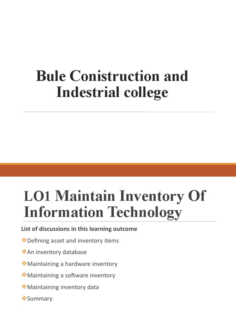Maintain Inventory Of Information Technology Pdf Computer Hardware