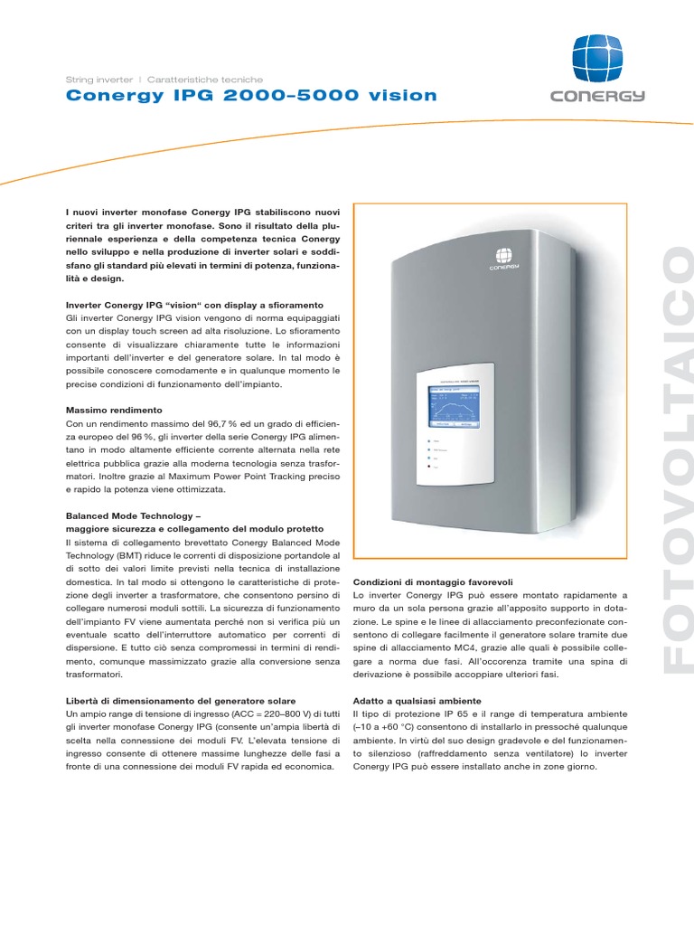 Datasheet IPG5000vision Conergy Ita | PDF