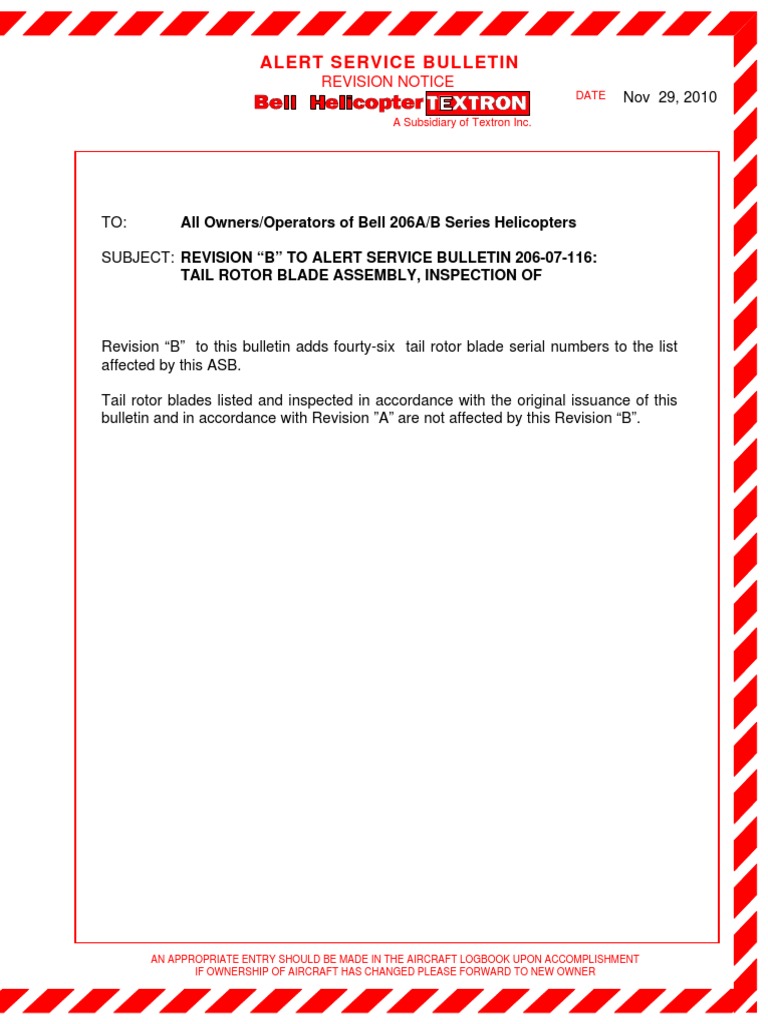 ASB 206-07-116 Rev B | PDF | Helicopter | Helicopter Rotor