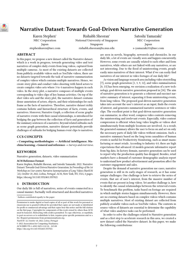 Narrative Dataset: Towards Goal-Driven Narrative Generation: Karen ...