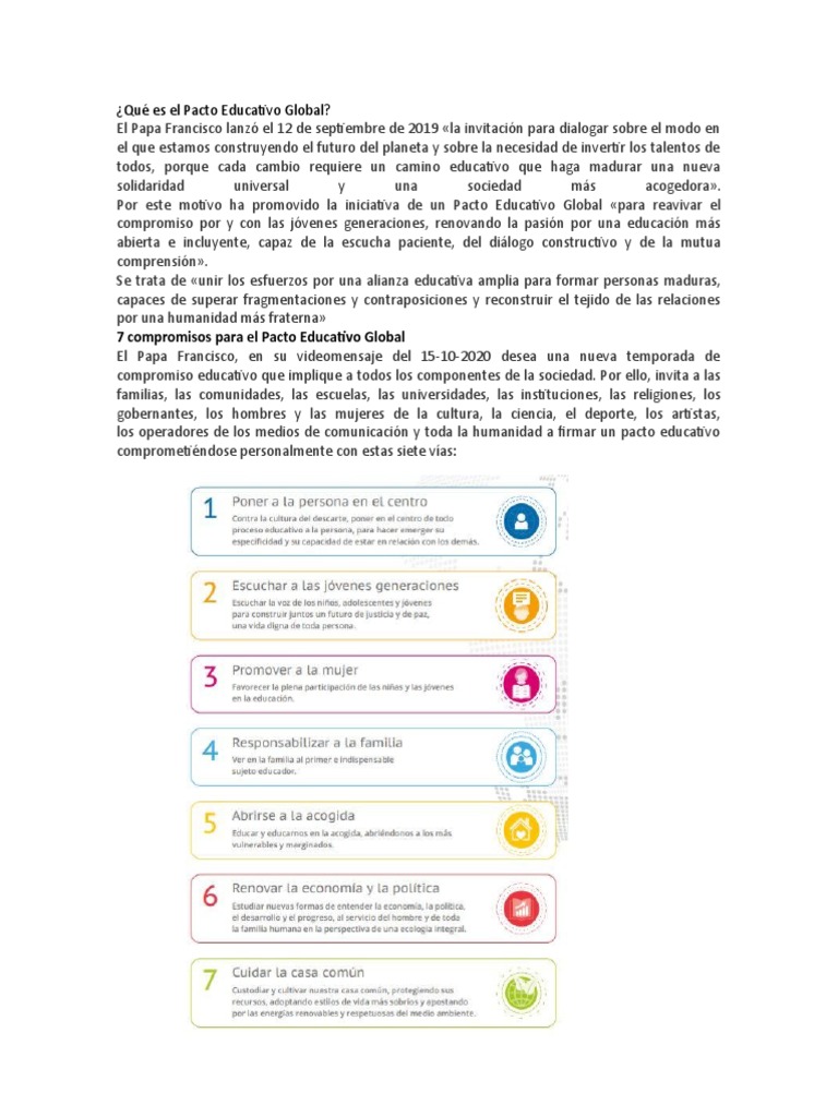 Qué Es El Pacto Educativo Global | PDF