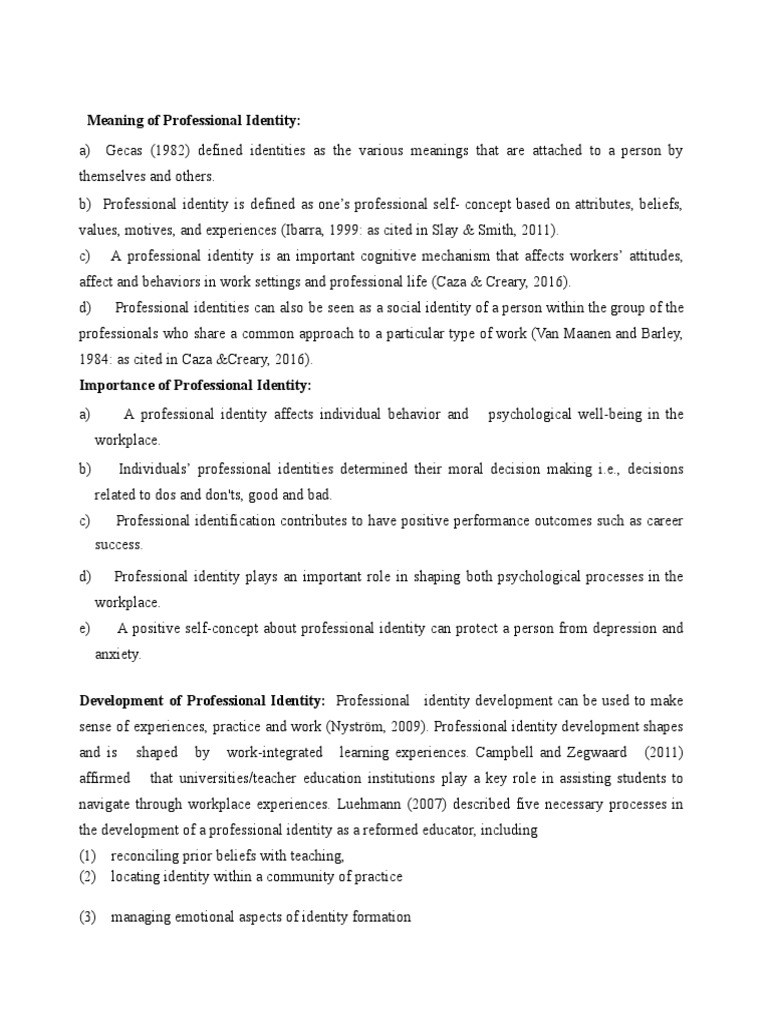 Epc 4 Professional Identity Of A Teacher Pdf