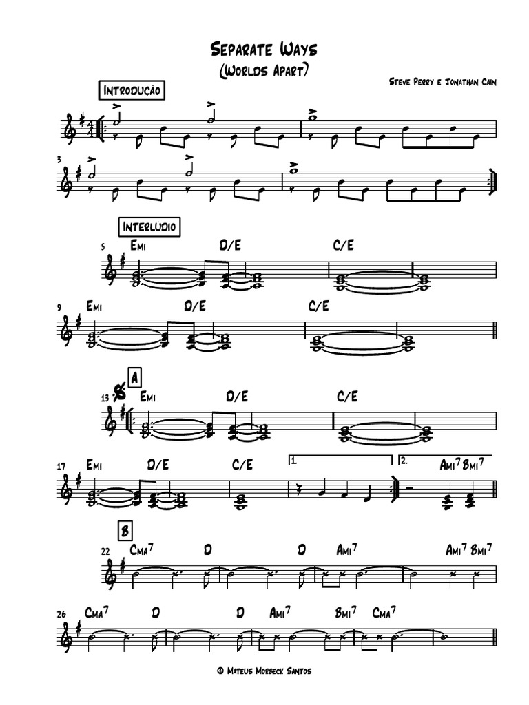 Separate Ways (Worlds Apart) Steve Perry e Jonathan Cain PDF
