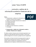 Resumen y Actividades Tema 14 GEFE Interpretación y Análisis de La Información Económico-Financiera de La Empresa