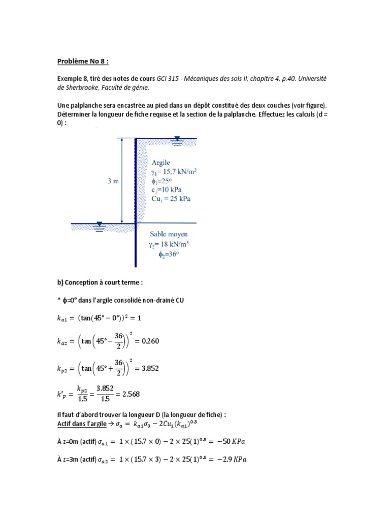 Devoir 4 Mécanique Des Sols Ii Pdf
