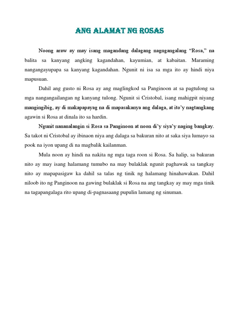 Ang Alamat Ng Rosas