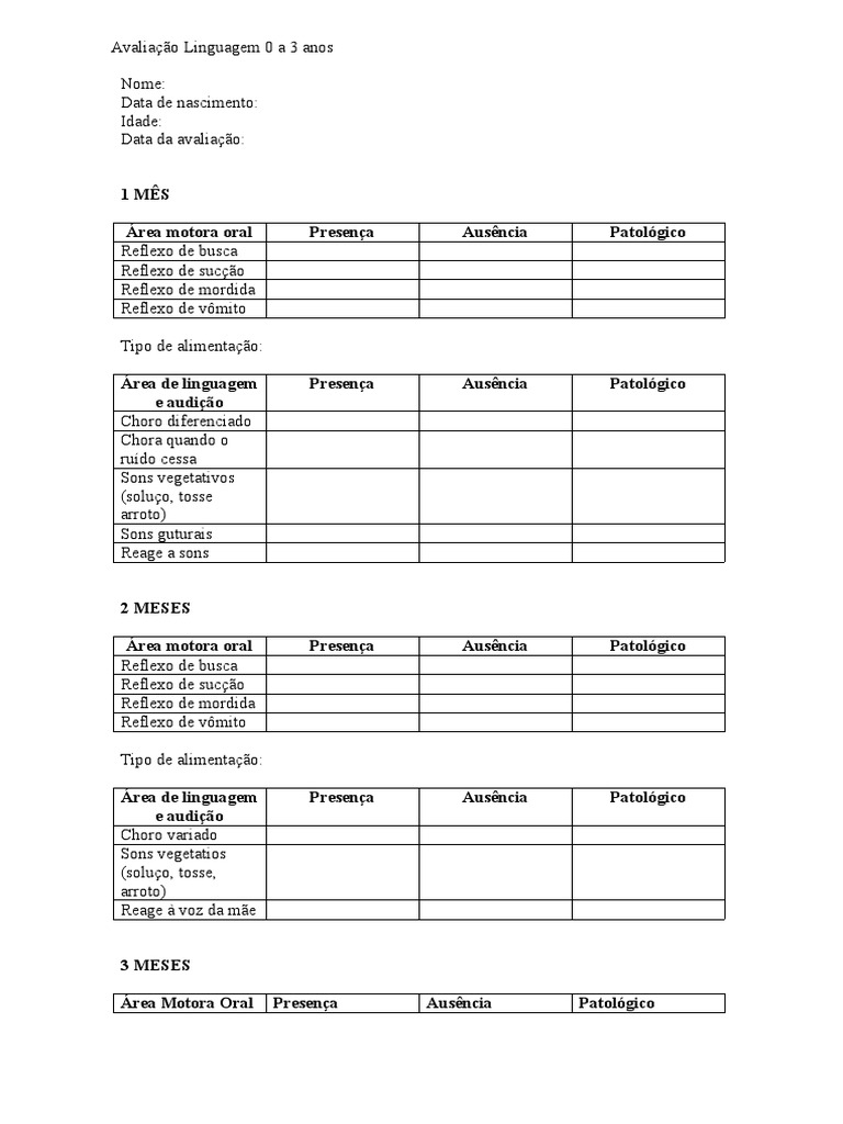 Escala de Avaliao Linguagem 0 A 3 Anos | PDF | Som | Ciência cognitiva